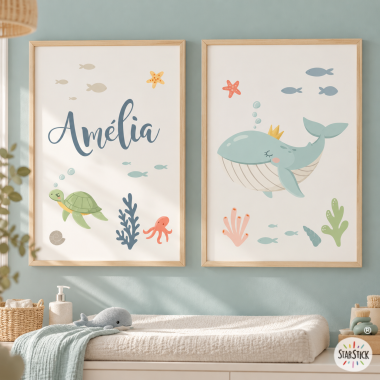 Tableaux et affiches pour enfants - La baleine règne sous la mer