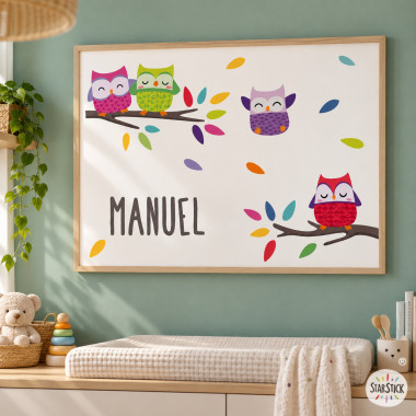 Cuadros para bebé con Búhos. Decoración infantil personalizada