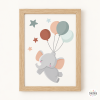 Cuadro decorativo para bebés - Elefante con globos - Decoración infantil