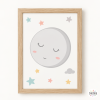 Cuadro infantil con nombre. Luna llena con estrellas