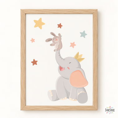 Lámina decorativa de pared - Animales tocando la luna