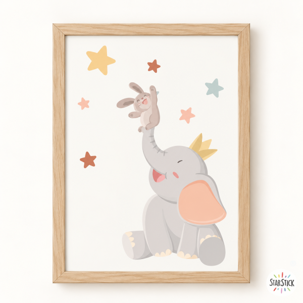Lámina decorativa de pared - Animales tocando la luna
