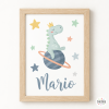 Affiche personnalisée pour enfants – Dinosaure rêveur | Décoration murale enfant