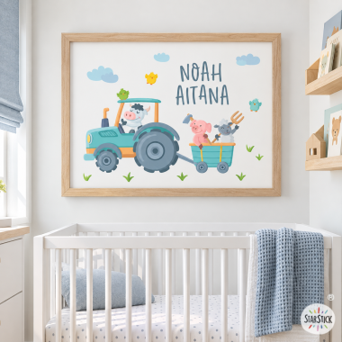 Quadre decoratiu infantil - Tractor amb animals