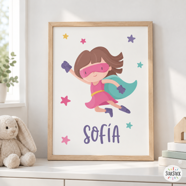 Superheroine StarStick Wall Print - Decoration for girls