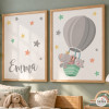 2 làmines decoratives - Animals volant amb globus - Decoració infantil