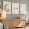 3 cuadros infantiles personalizables - Osito en la luna - Deco infantil