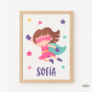 Superheroine StarStick Wall Print - Decoration for girls
