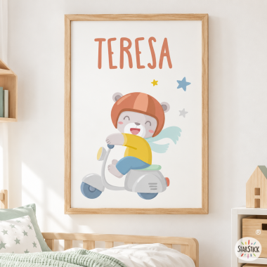 Cuadro infantil – Vespa con osito | Decoración para bebé