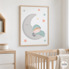 Cuadro decorativo infantil - Bebé en la luna - Decoración habitación bebé