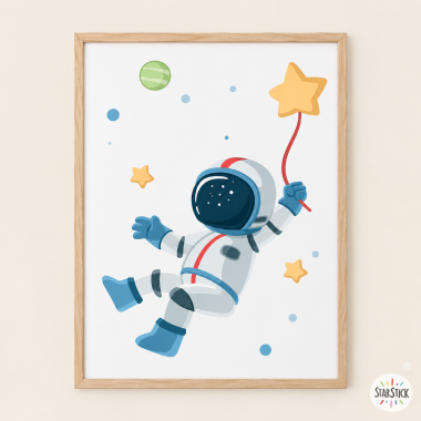 Lámina decorativa infantil - Astronauta, misión espacial