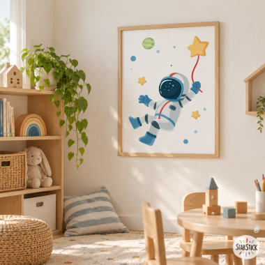 Lámina decorativa infantil - Astronauta, misión espacial