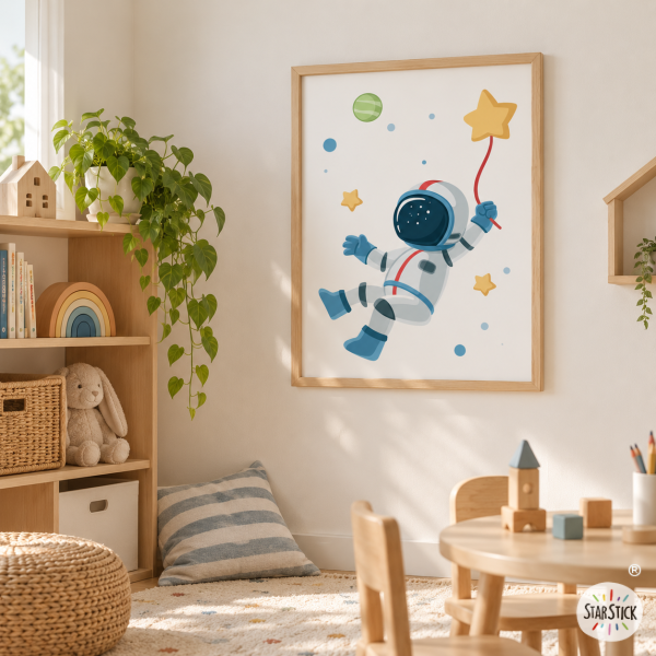 Lámina decorativa infantil - Astronauta, misión espacial