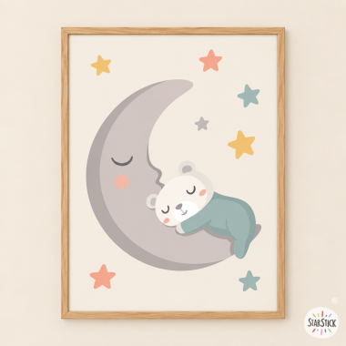 Posters for kids' rooms - Teddy bear on the moon