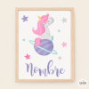 Unicornio soñador - Cuadro infantil personalizado para niñas