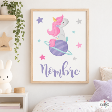 Dreamy unicorn. Personalized children's painting for girls