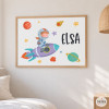Niña con cohete. Láminas decorativas. Ideas para habitaciones de niñas