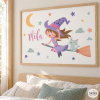 Láminas y cuadros infantiles para niñas. Bruja voladora