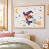 Láminas y cuadros infantiles para niñas. Bruja voladora
