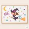 Láminas y cuadros infantiles para niñas. Bruja voladora