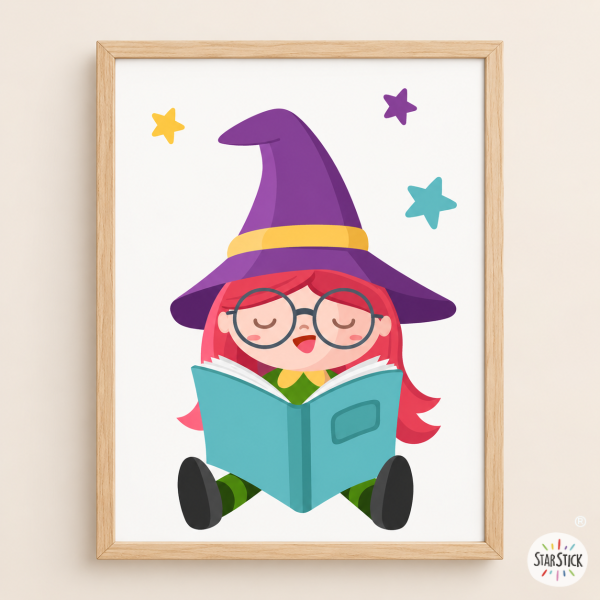 Cuadro educativo de pared - Brujita leyendo