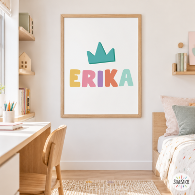 Cuadros personalizados para habitaciones juveniles - Nombre con corona