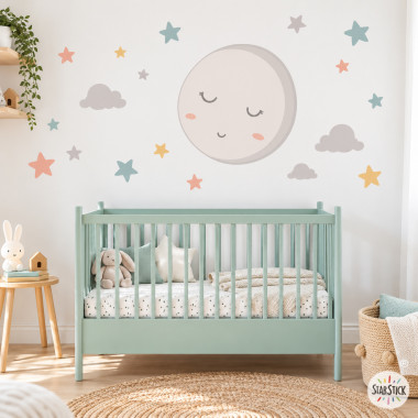 Vinilos decorativos para bebé con Luna Llena – Habitación infantil