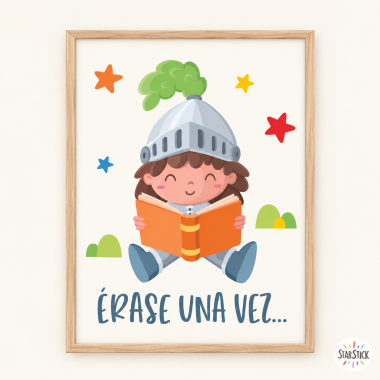 Cuadros infantiles personalizados - Niña caballero leyendo