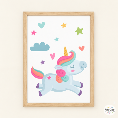 Cuadro decorativo. Unicornio. Decoración habitaciones de niña