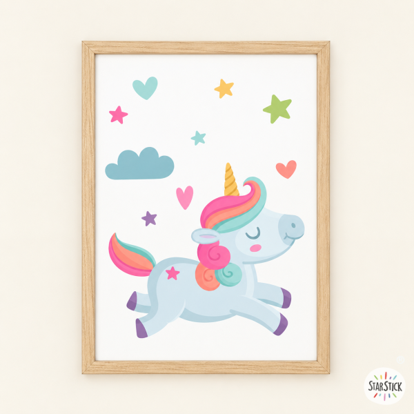 Cuadro decorativo. Unicornio. Decoración habitaciones de niña
