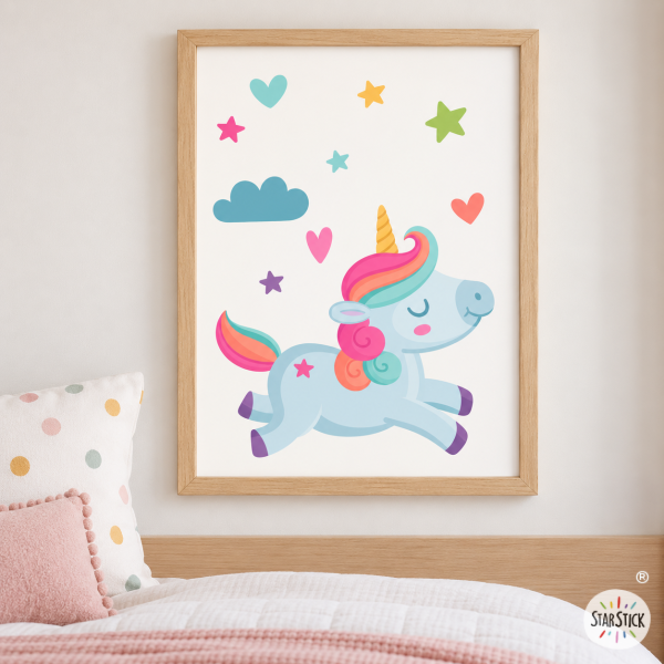 Cuadro decorativo. Unicornio. Decoración habitaciones de niña