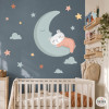 Sticker bébé Ourson sur la lune couleur terracotta pour chambre de bébé