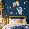 Sticker mural enfant astronaute avec planètes – Décoration spatiale pour chambre d’enfant