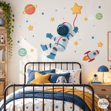 Personalized Astronaut Wall Decal for Kids – Space Nursery Wall Decoration