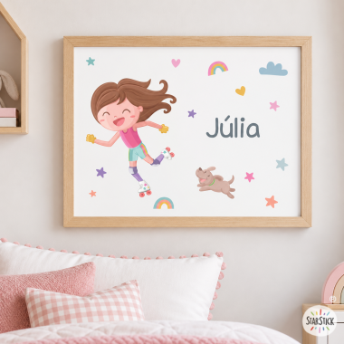 Fille patineuse. Tableau décoratif pour chambres de filles
