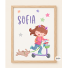 Quadre infantil - Nena amb patinet i gosset
