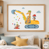 Quadre infantil personalitzat – Excavadora amb animals