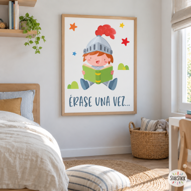 Cuadros infantiles personalizados - Caballero leyendo