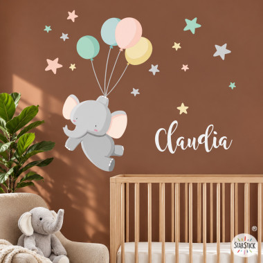 Vinilo Infantil Elefante Con Globos Para Bebé