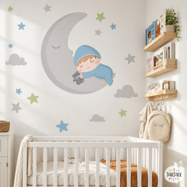 Vinilos bebé en la Luna – Decoración infantil para habitación de bebé
