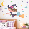 Sticker enfant sorcière volante pour chambre fille