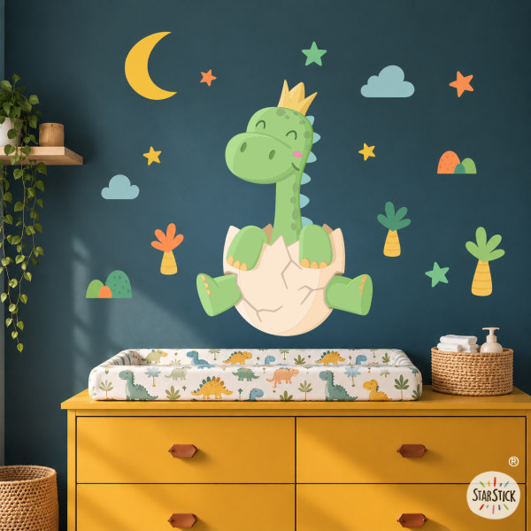 Vinilos infantiles bebé dinosaurio – Pegatinas de pared infantiles para habitación de bebé personalizable