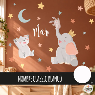 Sticker chambre bébé Animaux touchant la lune