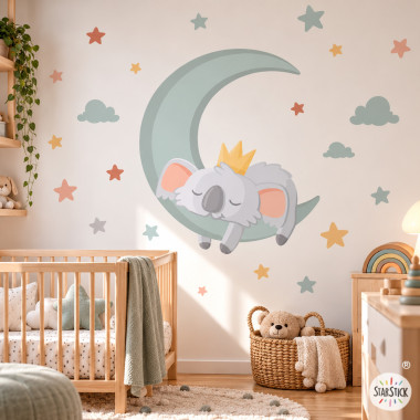 Vinilo Infantil Koala En La Luna Para Habitación Bebé