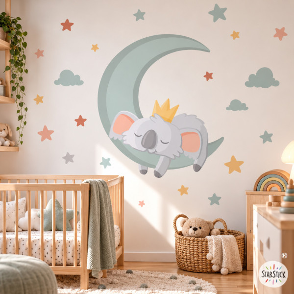 Vinilo Infantil Koala En La Luna Para Habitación Bebé
