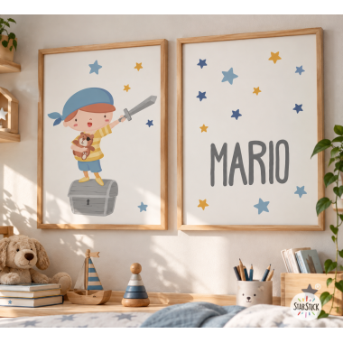 2 cuadros decorativos. Súper niño pirata. Decoración infantil