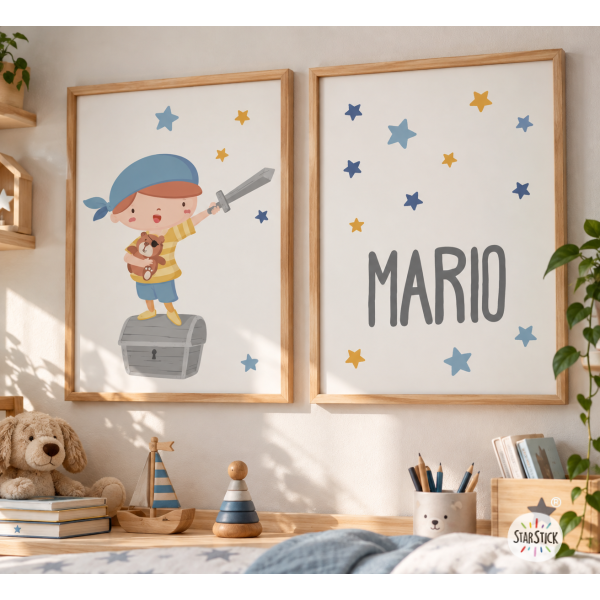 2 cuadros decorativos. Súper niño pirata. Decoración infantil