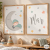 2 decorative pictures for baby rooms. Baby on the moon