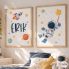 Pack of 2 decorative paintings - Astronaut, space mission - Children's decoration