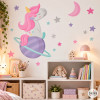 Vinil infantil unicorni somiador rosa i lila – Decoració paret nena i nadó personalitzada amb nom